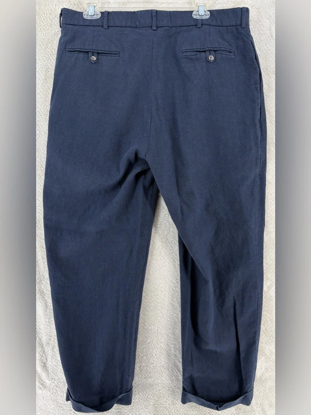 Polo Ralph Lauren Men’s 38x30 Navy Blue Pleated Wool Dress Pants Cuffed